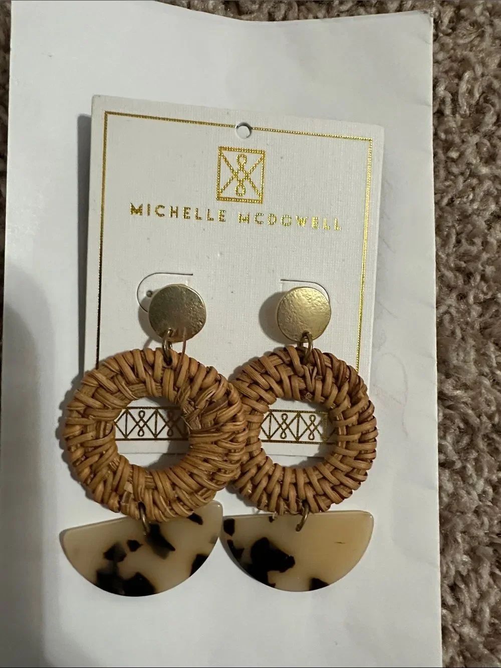 NWT Michelle McDowell Summit Dark Tortoise Drop Earrings